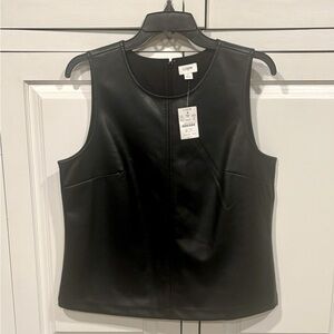 J Crew NWT Faux Leather Sleeveless Top